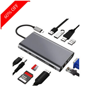Fuji 8 in 1 Multiport HUB, 4K HDMI, 100 Watts PD Charging, USB 3.0, 2X Type C, 2X USB, SD, mSD, RJ45, Compact Metal Design, LED Indicator, Multi OS Compatible