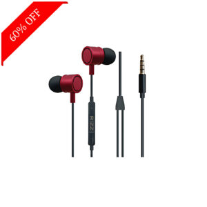 Fuji Ear Wired Headphones with Mic (Red,Black)